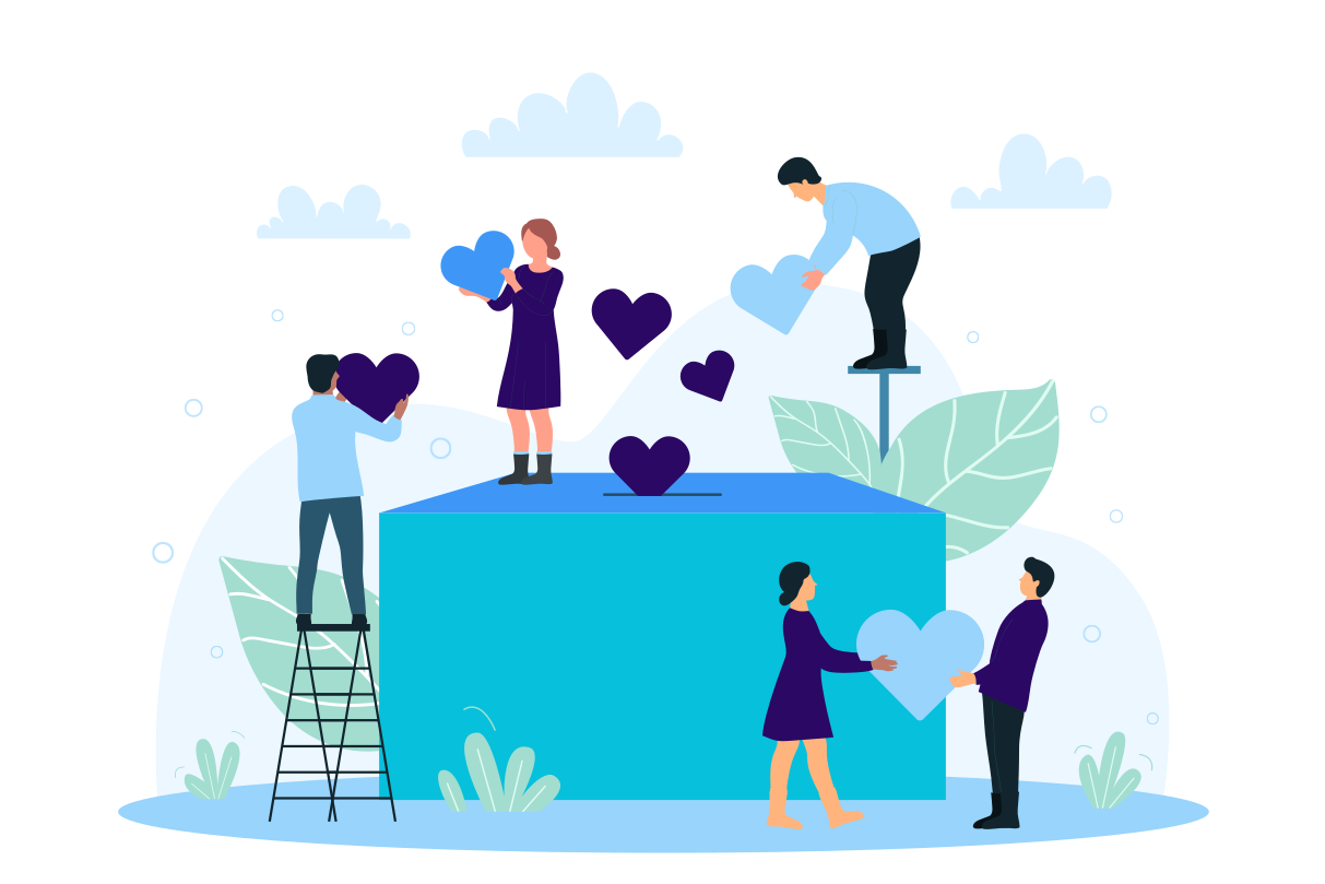 איור אנשים עם לבבות